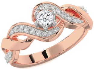 Diamond Platinum & Rose Gold Knot Round Promise Ring
