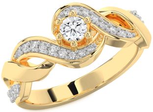 Diamond Gold Knot Round Promise Ring