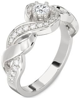 Diamond White Gold Knot Round Promise Ring