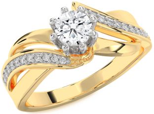 Diamond White Yellow Gold Round Solitaire Engagement Ring
