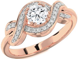 Diamond Rose Gold Knot Round Solitaire Engagement Ring