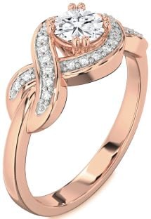 Diamond Rose Gold Knot Round Solitaire Engagement Ring