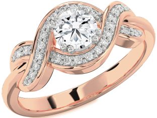 Diamond Platinum & Rose Gold Knot Round Solitaire Engagement Ring