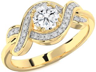 Diamond Gold Knot Round Solitaire Engagement Ring