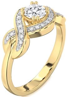 Diamond Gold Knot Round Solitaire Engagement Ring
