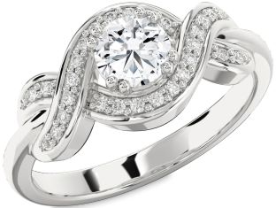 Diamond White Gold Knot Round Solitaire Engagement Ring