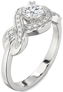 Diamond White Gold Knot Round Solitaire Engagement Ring