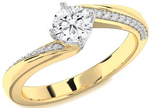 Diamond Platinum & Yellow Gold Round Solitaire Engagement Ring