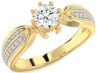 Diamond Gold Round Solitaire Pave Engagement Ring