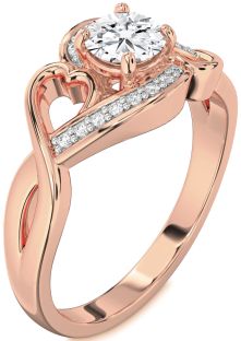 Diamond Rose Gold Heart Solitaire Engagement Ring
