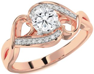 Diamond White Rose Gold Heart Solitaire Engagement Ring