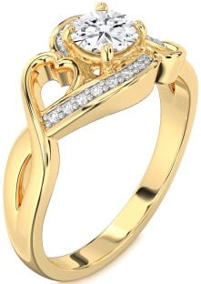 Diamond Gold Heart Solitaire Engagement Ring