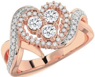 Diamond Rose Gold Heart Three Stone Ring