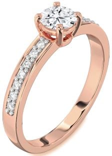 Diamond Rose Gold Round Solitaire Pave Engagement Ring