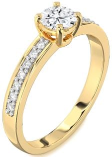 Diamond Gold Round Solitaire Pave Engagement Ring