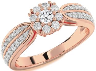 Diamond Rose Gold Halo Round Pave Promise Ring