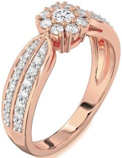 Diamond Rose Gold Halo Round Pave Promise Ring