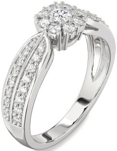 Diamond Platinum Halo Round Pave Promise Ring