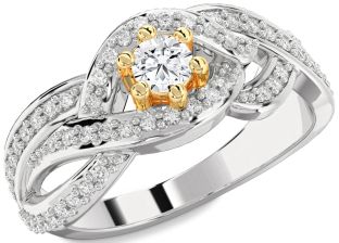 Diamond Silver & 10K gold Round Promise Ring