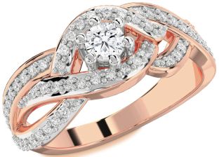 Diamond White Rose Gold Round Promise Ring