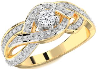 Diamond Platinum & Yellow Gold Round Promise Ring