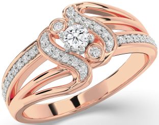 Diamond White Rose Gold Round Promise Ring