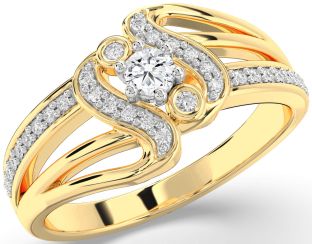 Diamond Platinum & Yellow Gold Round Promise Ring