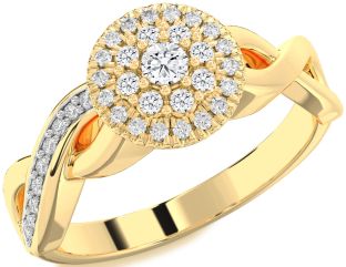 Diamond Gold Infinity Round Promise Ring