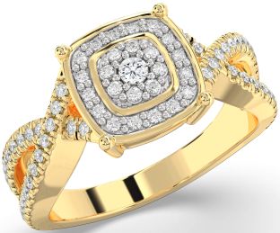 Diamond Platinum & Yellow Gold Infinity Round Pave Promise Ring