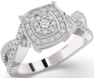 Diamond White Gold Infinity Round Pave Promise Ring
