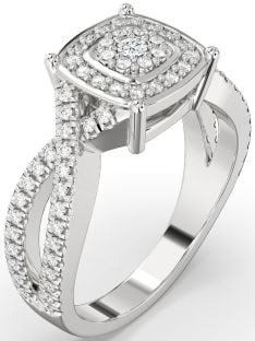 Diamond White Gold Infinity Round Pave Promise Ring
