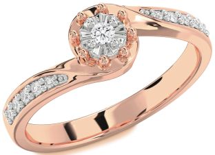 Diamond Platinum & Rose Gold Round Pave Promise Ring