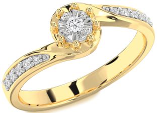 Diamond Platinum & Yellow Gold Round Pave Promise Ring