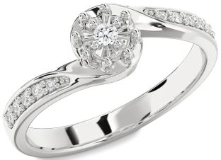 Diamond White Gold Round Pave Promise Ring