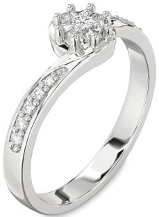 Diamond Platinum Round Pave Promise Ring