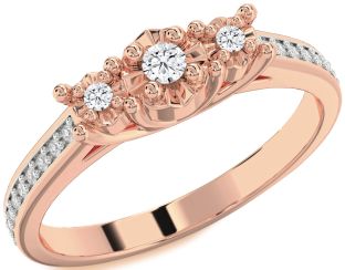 Diamond Rose Gold Round Three Stone Engagement Ring