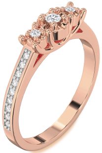 Diamond Rose Gold Round Three Stone Engagement Ring