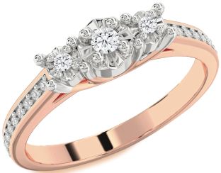 Diamond Platinum & Rose Gold Round Three Stone Engagement Ring