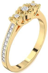 Diamond Gold Round Three Stone Engagement Ring