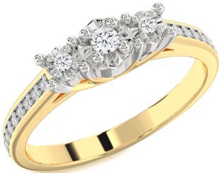 Diamond Platinum & Yellow Gold Round Three Stone Engagement Ring