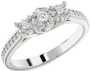 Diamond White Gold Round Three Stone Engagement Ring