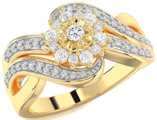 Diamond Gold Halo Round Promise Ring