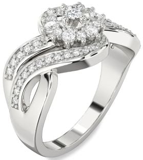 Diamond Silver Halo Round Promise Ring
