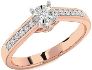 Diamond Platinum & Rose Gold Round Pave Promise Ring