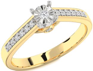 Diamond Platinum & Yellow Gold Round Pave Promise Ring