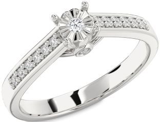 Diamond White Gold Round Pave Promise Ring