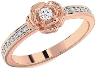 Diamond Rose Gold Flower Round Pave Promise Ring