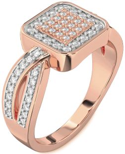 Diamond Rose Gold Round Pave Promise Ring