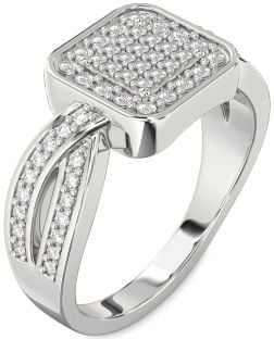 Diamond Platinum Round Pave Promise Ring
