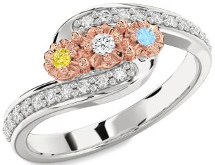 Diamond Platinum & Rose Gold Round Two Stone Mother's Ring